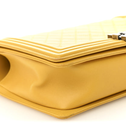 Chanel Lambskin Quilted New Medium Boy Flap Yellow 9 of 10