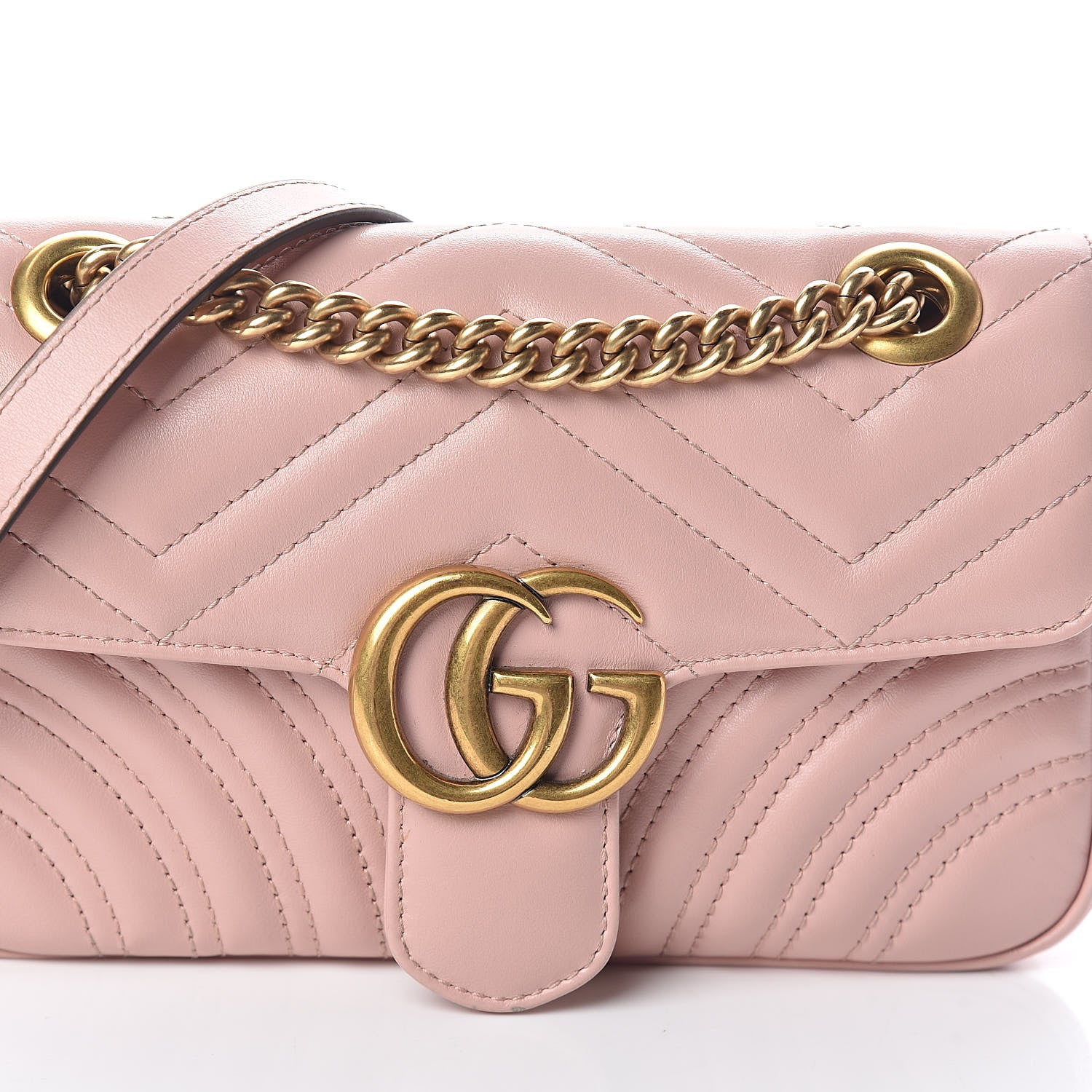 Gucci Calfskin Matelasse Mini GG Marmont Shoulder Bag Perfect Pink 7 of 9
