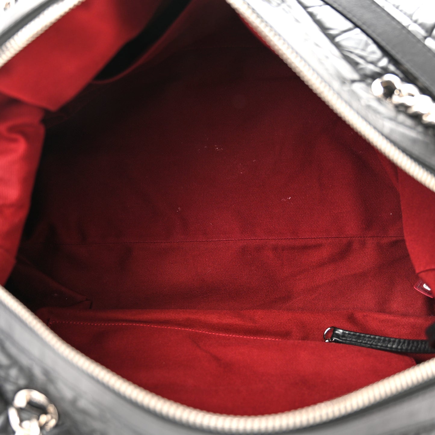 Aged Calfskin Chevron Quilted Duffle Bag Black