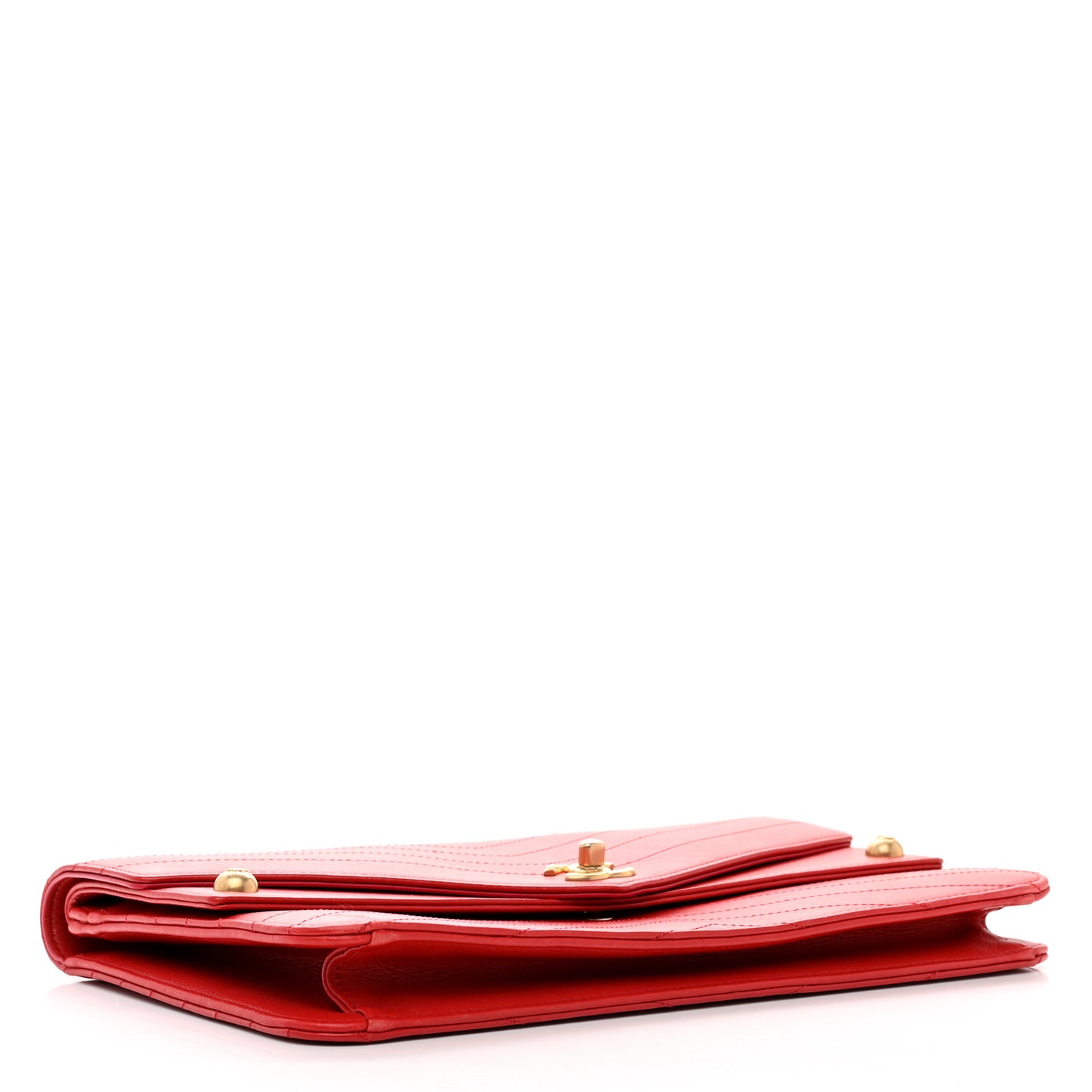 Calfskin Chevron Quilted Casual Trip Clutch Red