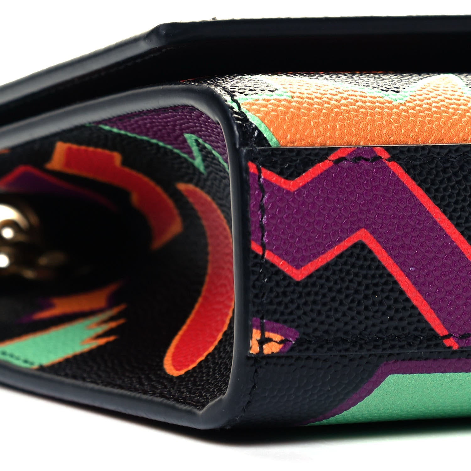Saint Laurent Grain De Poudre Small Monogram Shapes Print Kate Satchel Black 8 of 9