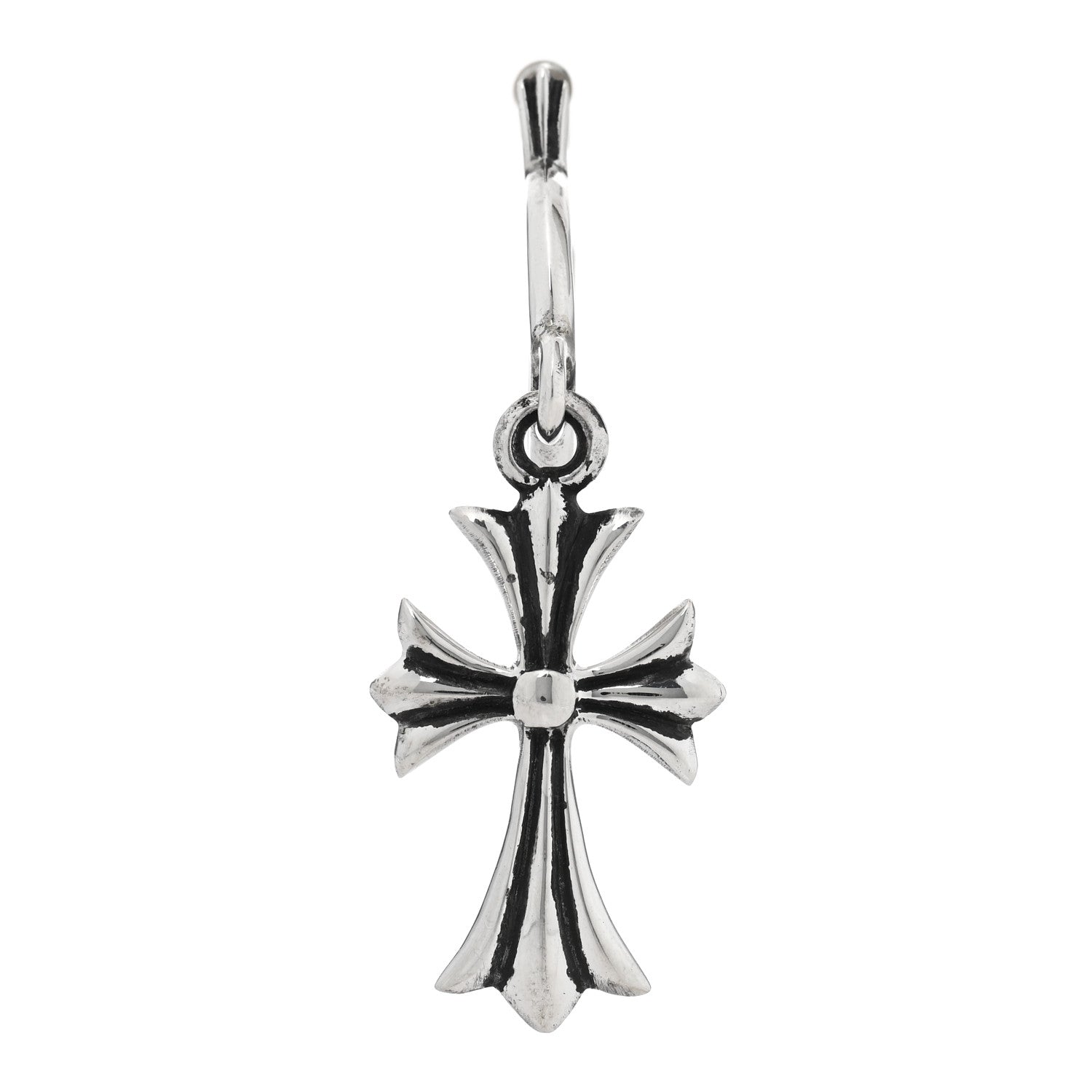 Chrome Hearts Sterling Silver Tiny CH Cross Hoop Drop Single Earring 1 of 4