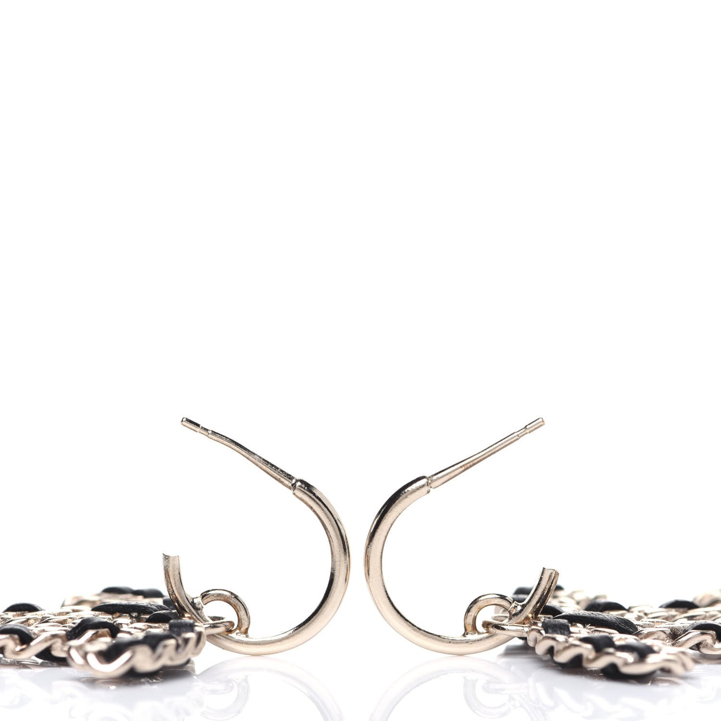 Crystal Lambskin Chain CC Vintage Allure Stud Earrings Black Gold