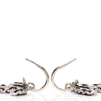 Chanel Crystal Lambskin Chain CC Vintage Allure Stud Earrings Black Gold 3 of 7