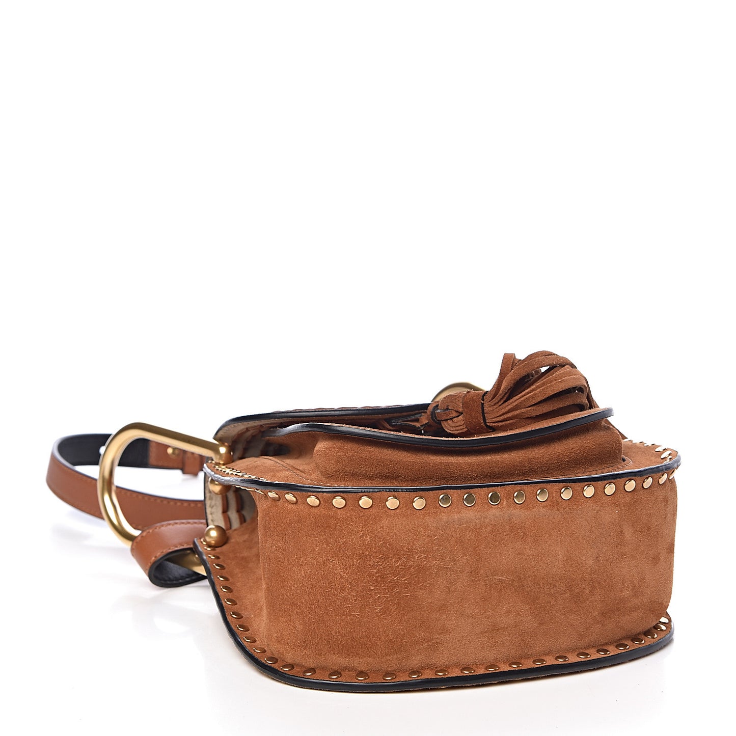 Suede Calfskin Braided Mini Hudson Shoulder Bag Caramel