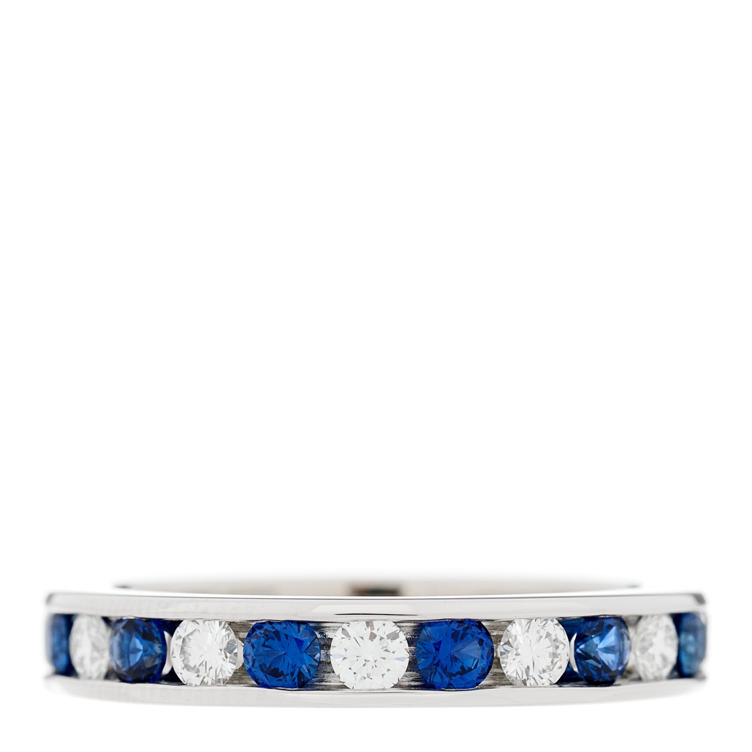 Tiffany Platinum Diamond Blue Sapphire Eternity Band Ring 48 4.5 1 of 6