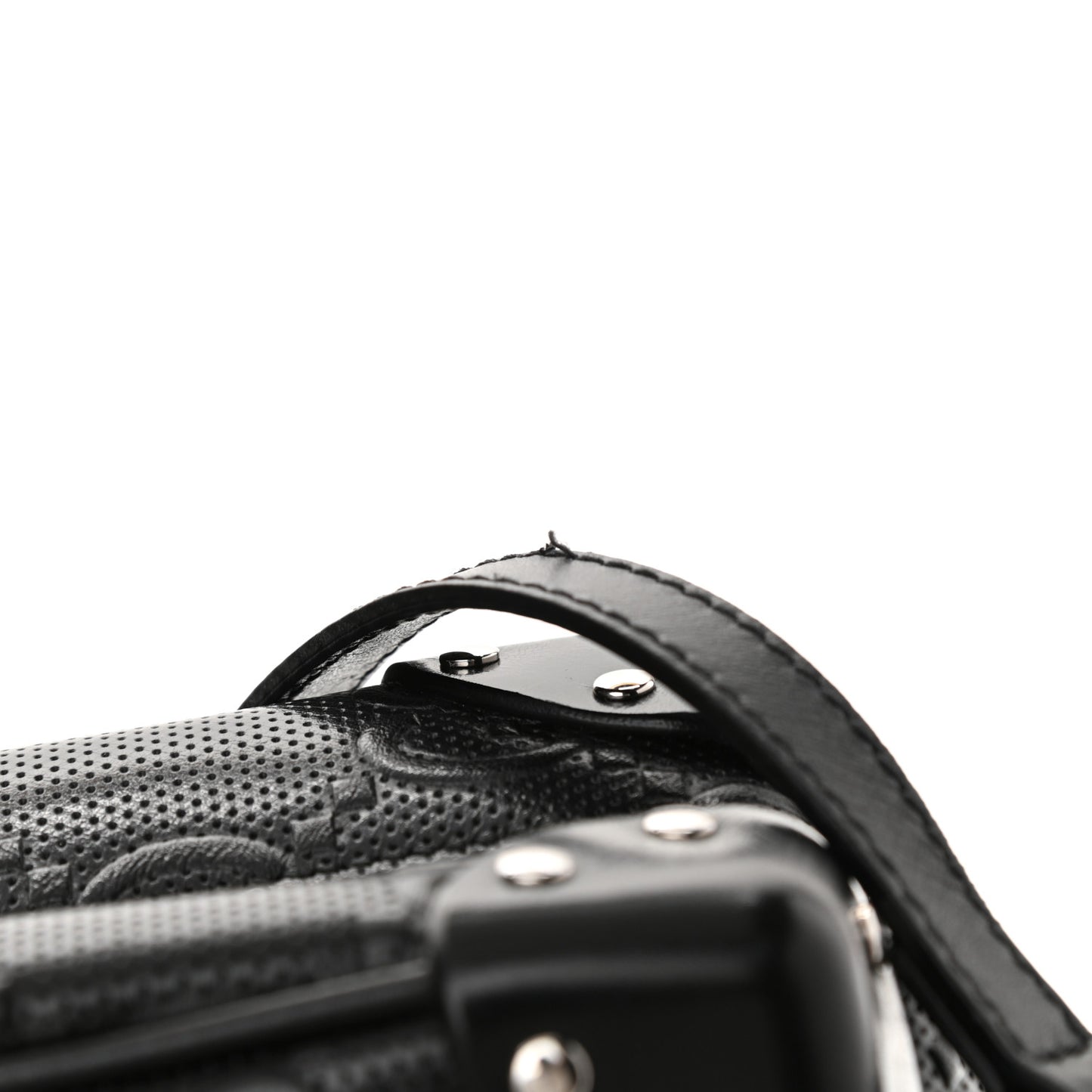 Calfskin GG Tennis Embossed Square Messenger Bag Black
