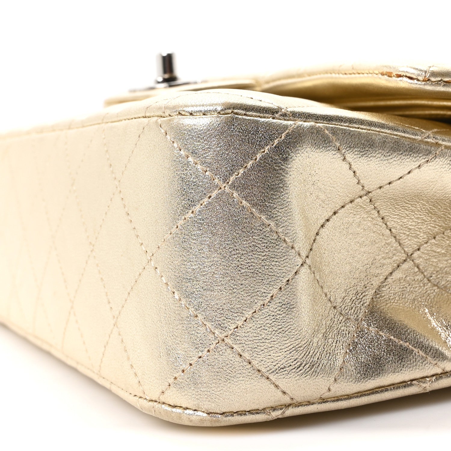 Chanel Metallic Lambskin Quilted Medium Double Flap Pale Gold 9 of 9