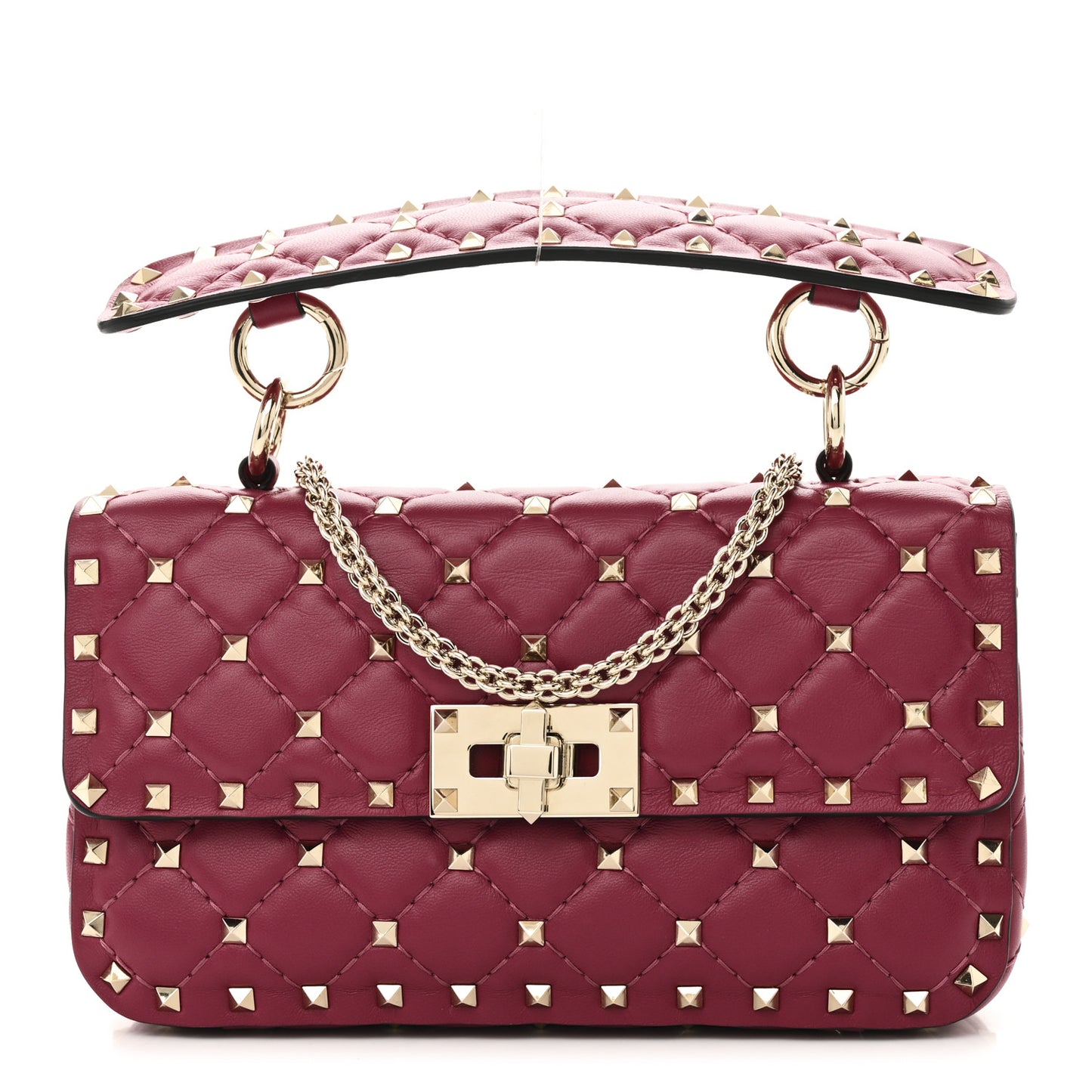 Nappa Small Rockstud Spike Shoulder Bag Raspberry