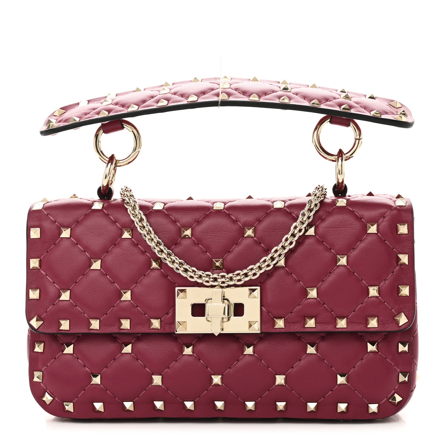 Valentino Garavani Nappa Small Rockstud Spike Shoulder Bag Raspberry 1 of 9