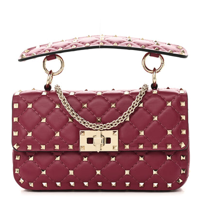 Valentino Garavani Nappa Small Rockstud Spike Shoulder Bag Raspberry 1 of 9