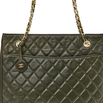 Chanel Lambskin Quilted Shopping Tote Green 8 of 10