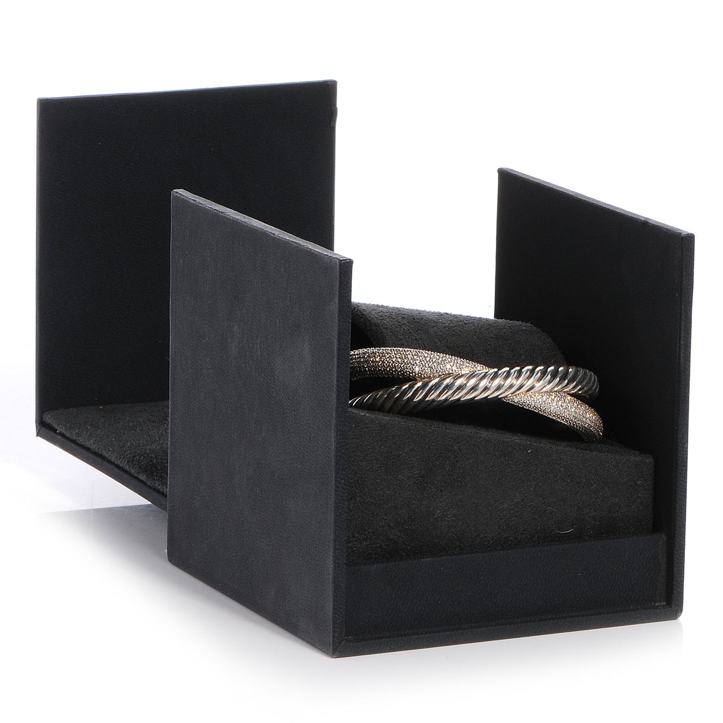 Sterling Silver Pave Diamonds Crossover Cuff