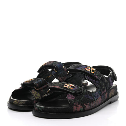 Chanel Denim Quilted Dad Sandals 38.5 Black Multicolor 3 of 8