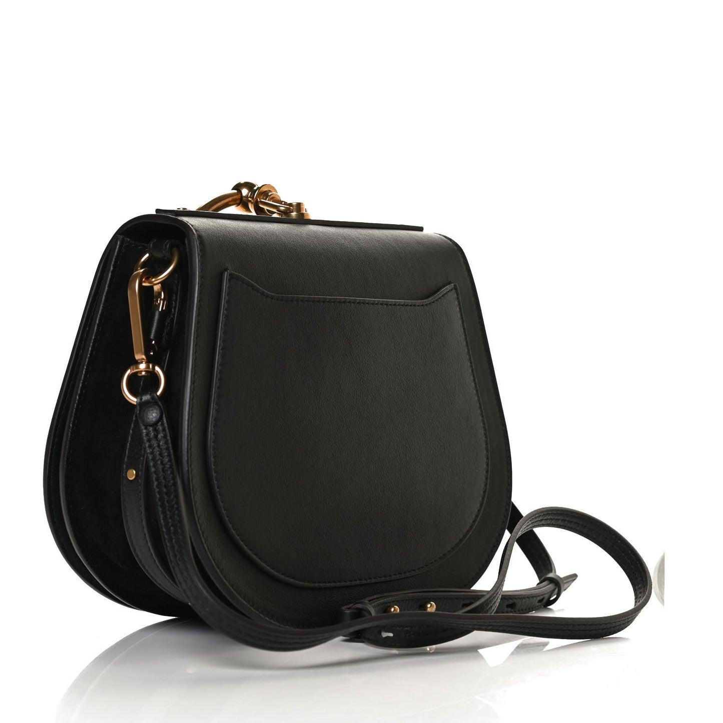 Calfskin Suede Medium Nile Bracelet Bag Black