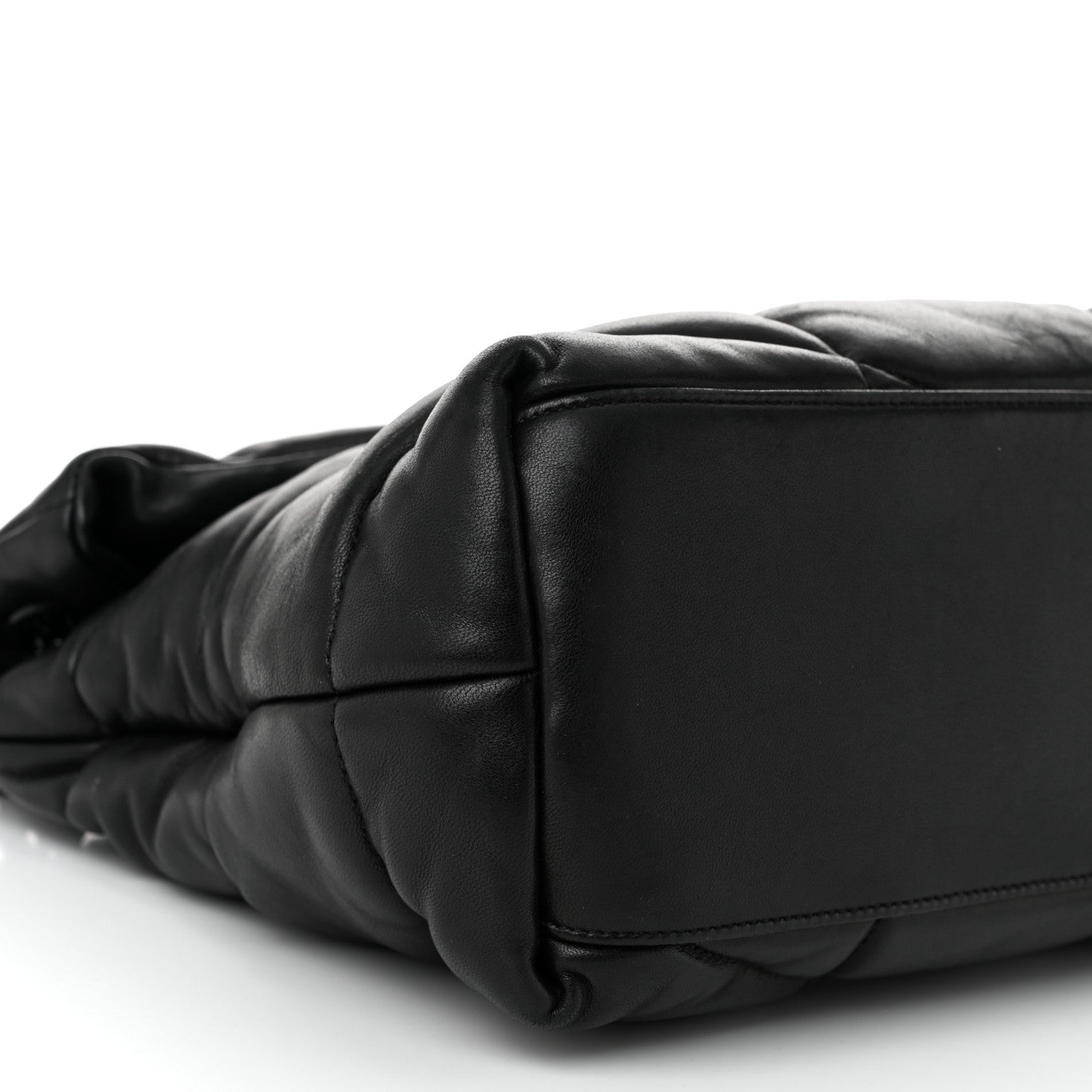 Saint Laurent Lambskin Quilted Monogram Monochrome Medium Loulou Puffer Chain Satchel Black 9 of 10