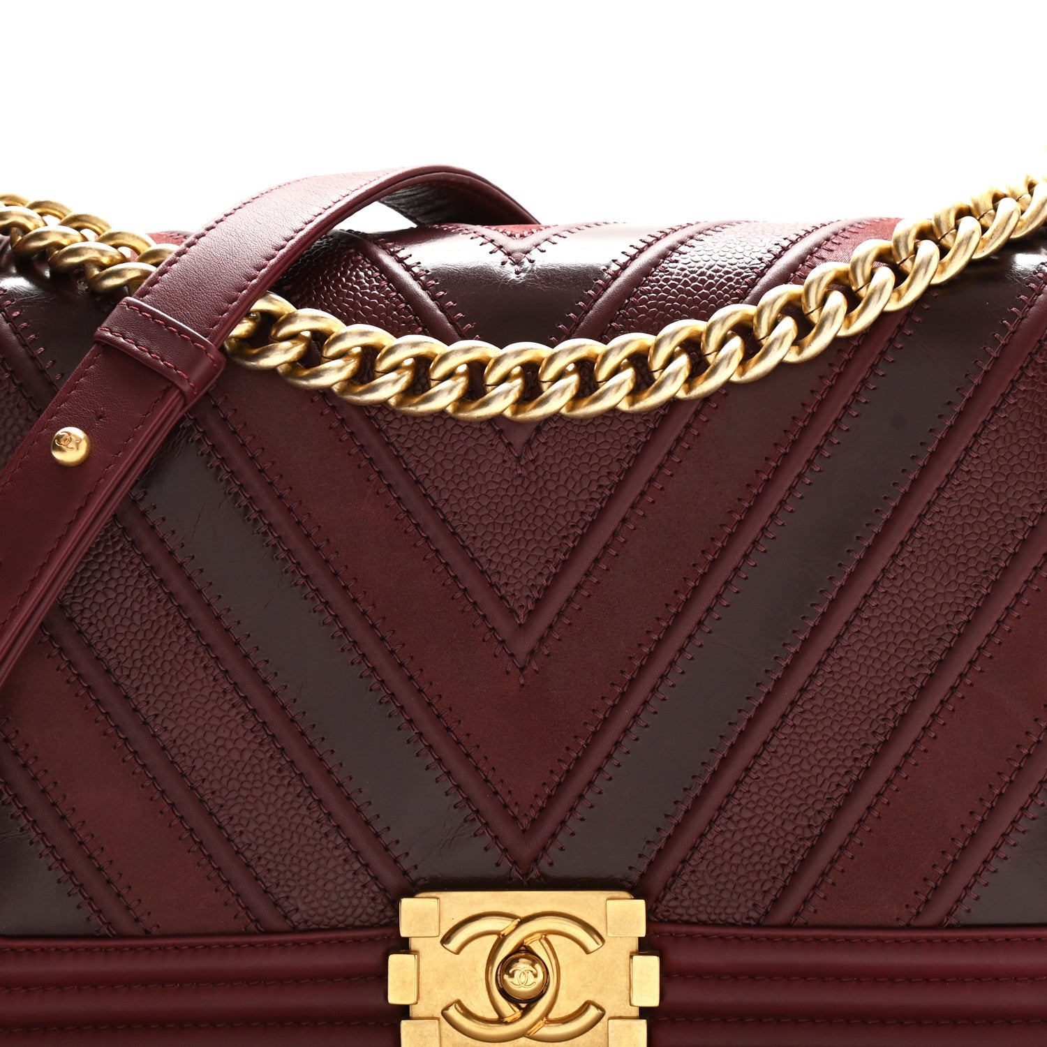 Chanel Caviar Suede Calfskin Chevron New Medium Boy Flap Burgundy 7 of 10