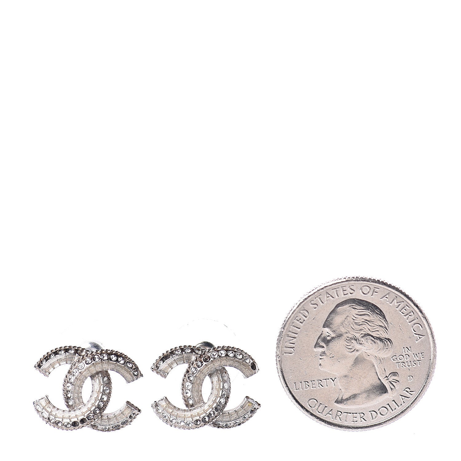 Chanel Baguette Crystal CC Earrings Silver 2 of 5