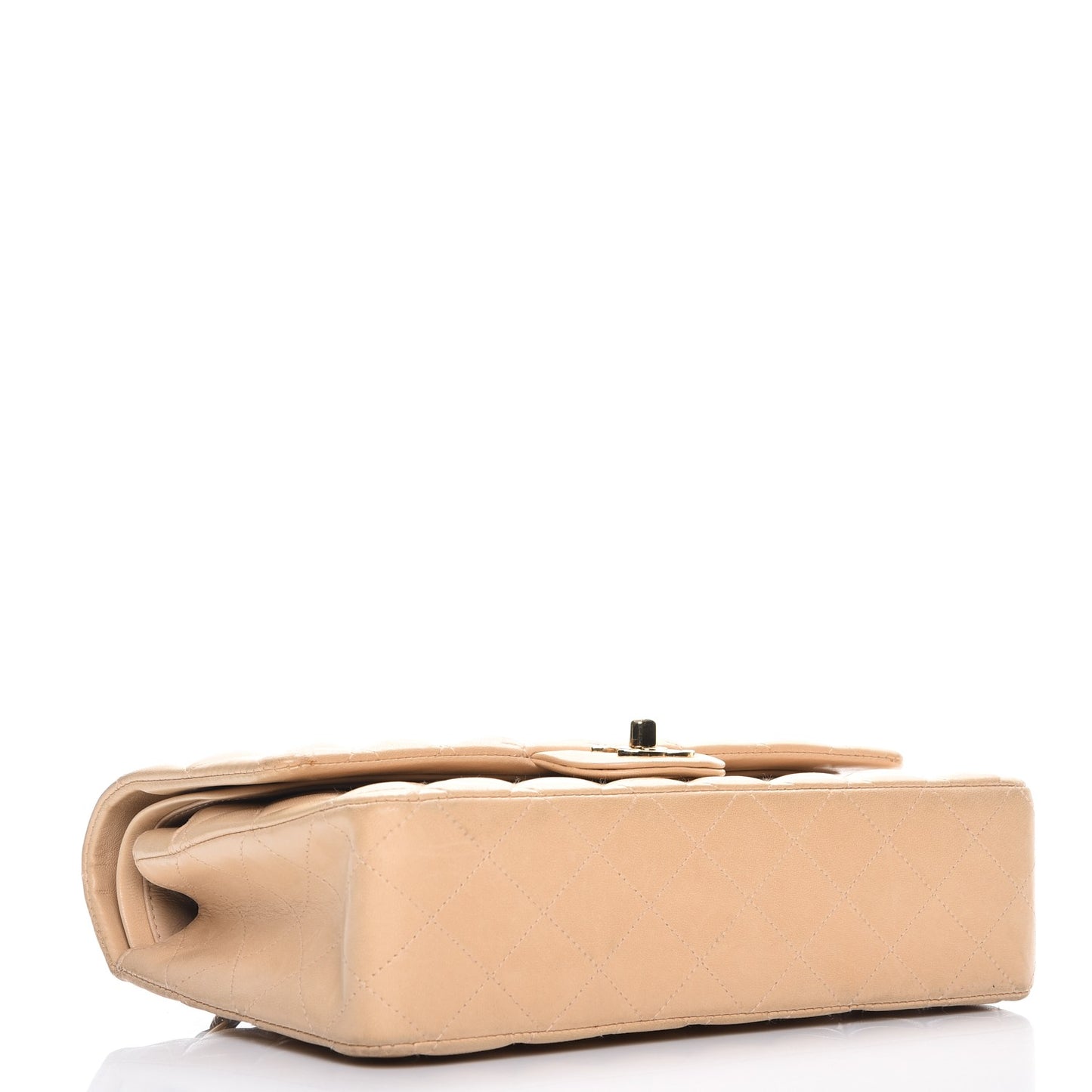 Lambskin Quilted Medium Double Flap Beige Black