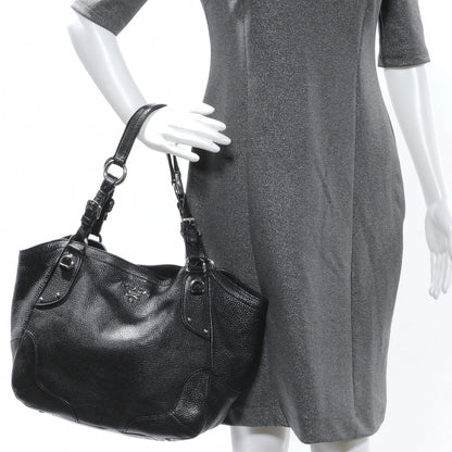 Prada Vitello Daino Shoulder Bag Black 2 of 10