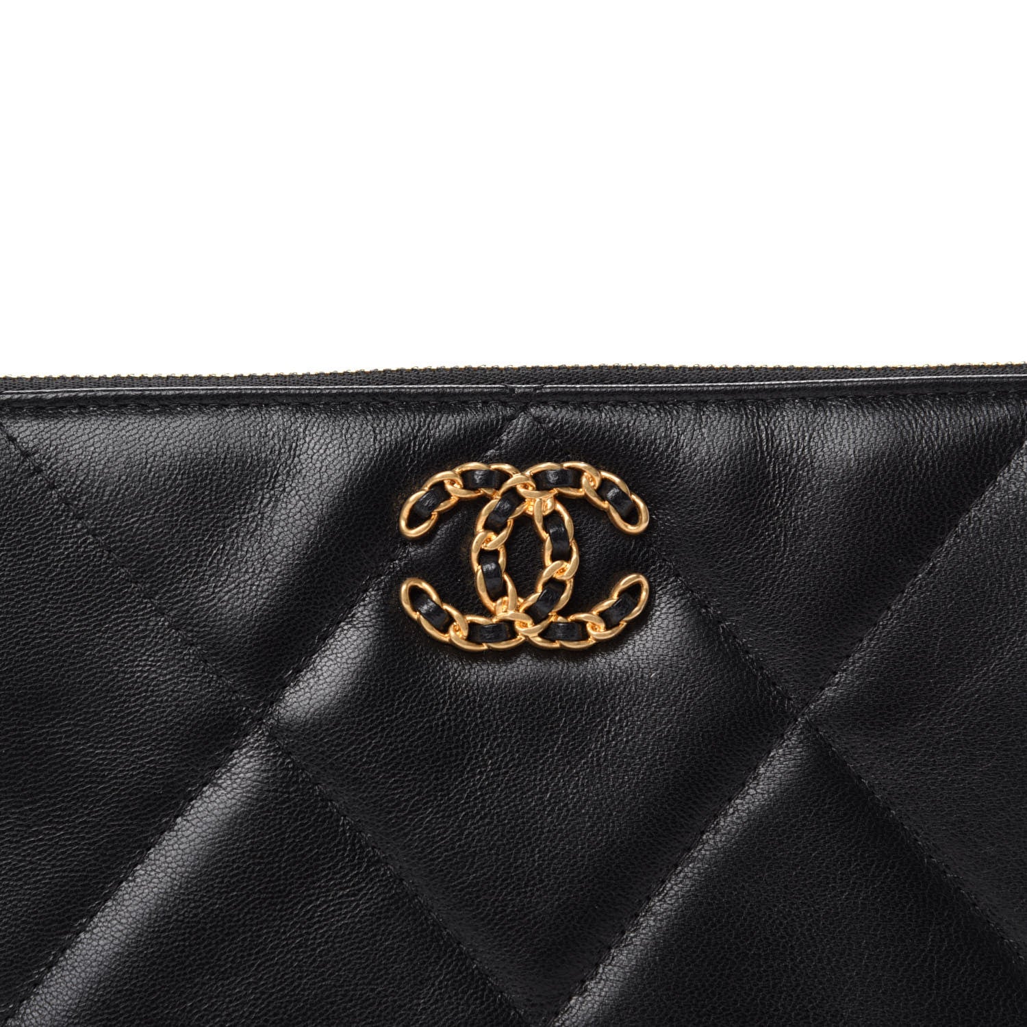Chanel Shiny Goatskin Quilted Small Chanel 19 Pouch With Handle Black 8 of 9