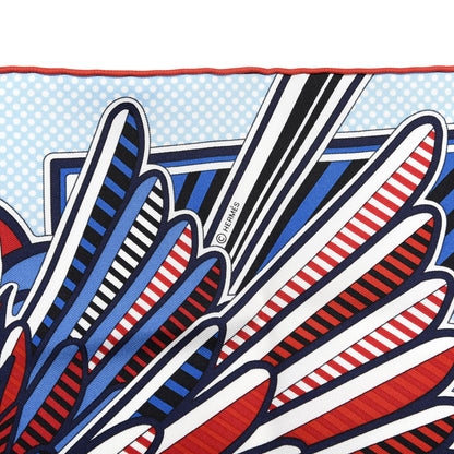Hermes Silk Pegase Pop Pocket Square Ciel Rouge Bleu Moyen 3 of 5