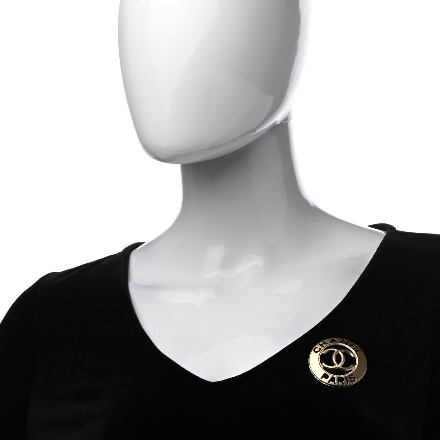 Metal CC Paris Brooch Gold