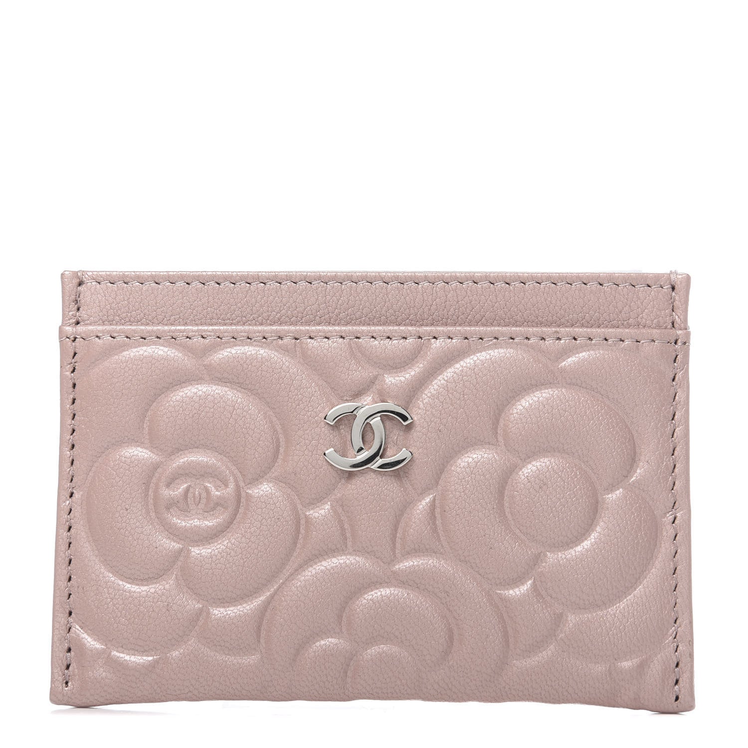 Chanel Goatskin Camellia Embossed Card Holder Light Pink 1 of 10