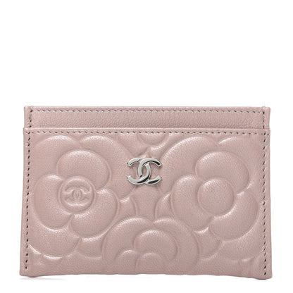 Chanel Goatskin Camellia Embossed Card Holder Light Pink 1 of 10