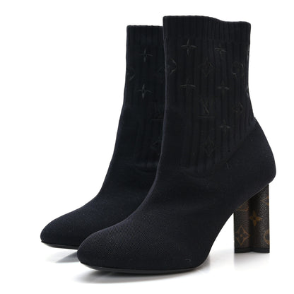 Louis Vuitton Monogram Stretch Fabric Silhouette Ankle Boots 41 Black 3 of 7