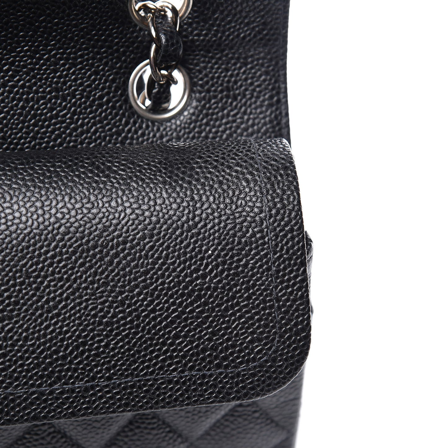 Caviar Quilted Medium Double Flap Black