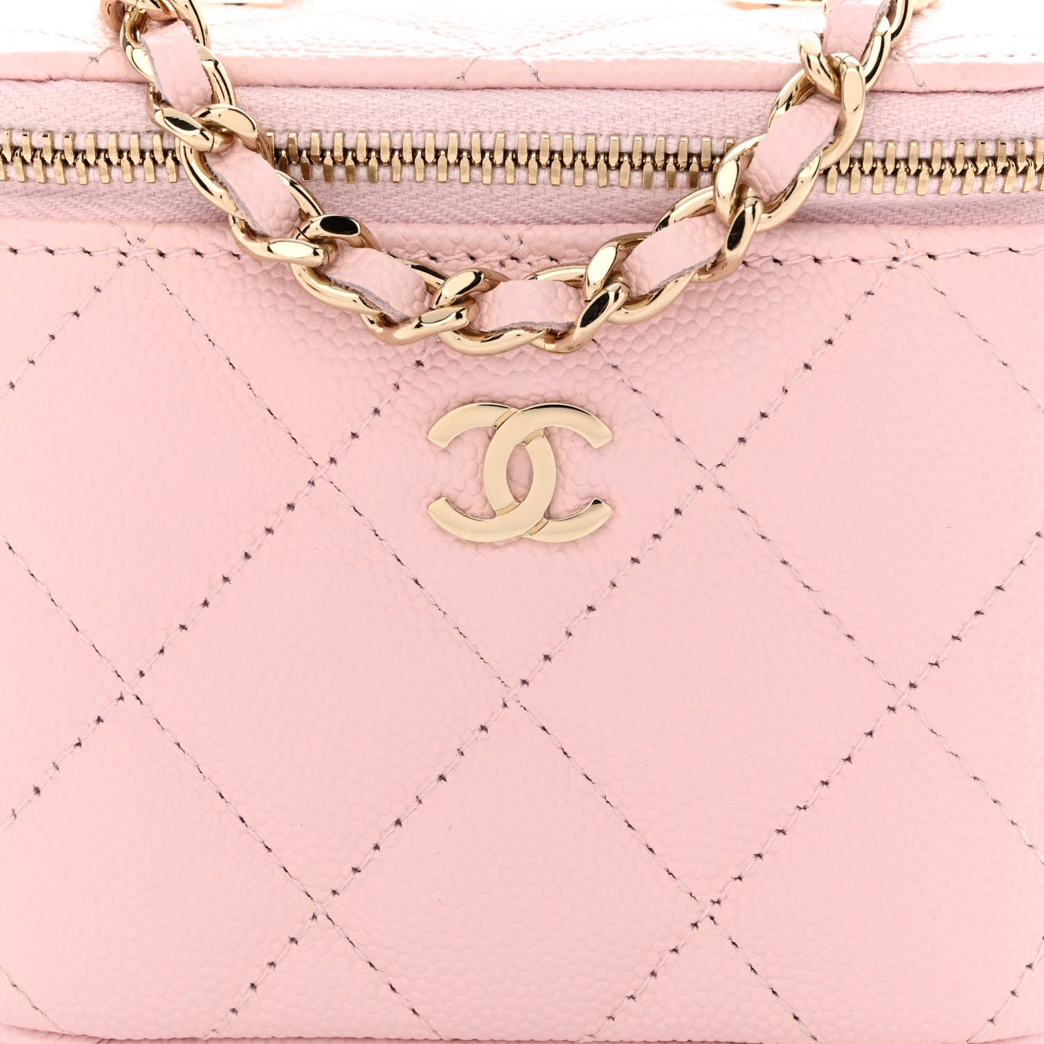 Chanel Caviar Quilted Mini Vanity Case With Chain Light Pink 8 of 11