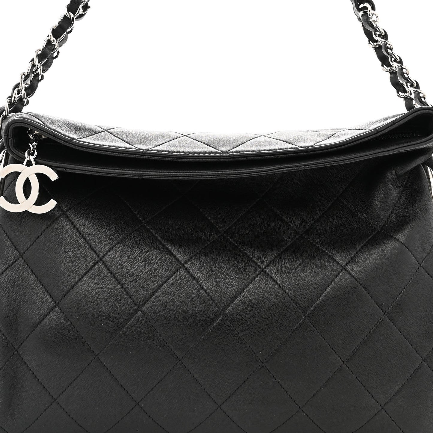 Lambskin Stitched Medium Ultimate Soft Tote Black
