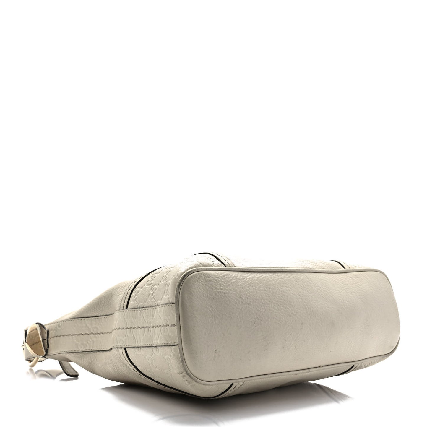 Pebbled Calfskin Guccissima Trim Medium Signoria Hobo Off White