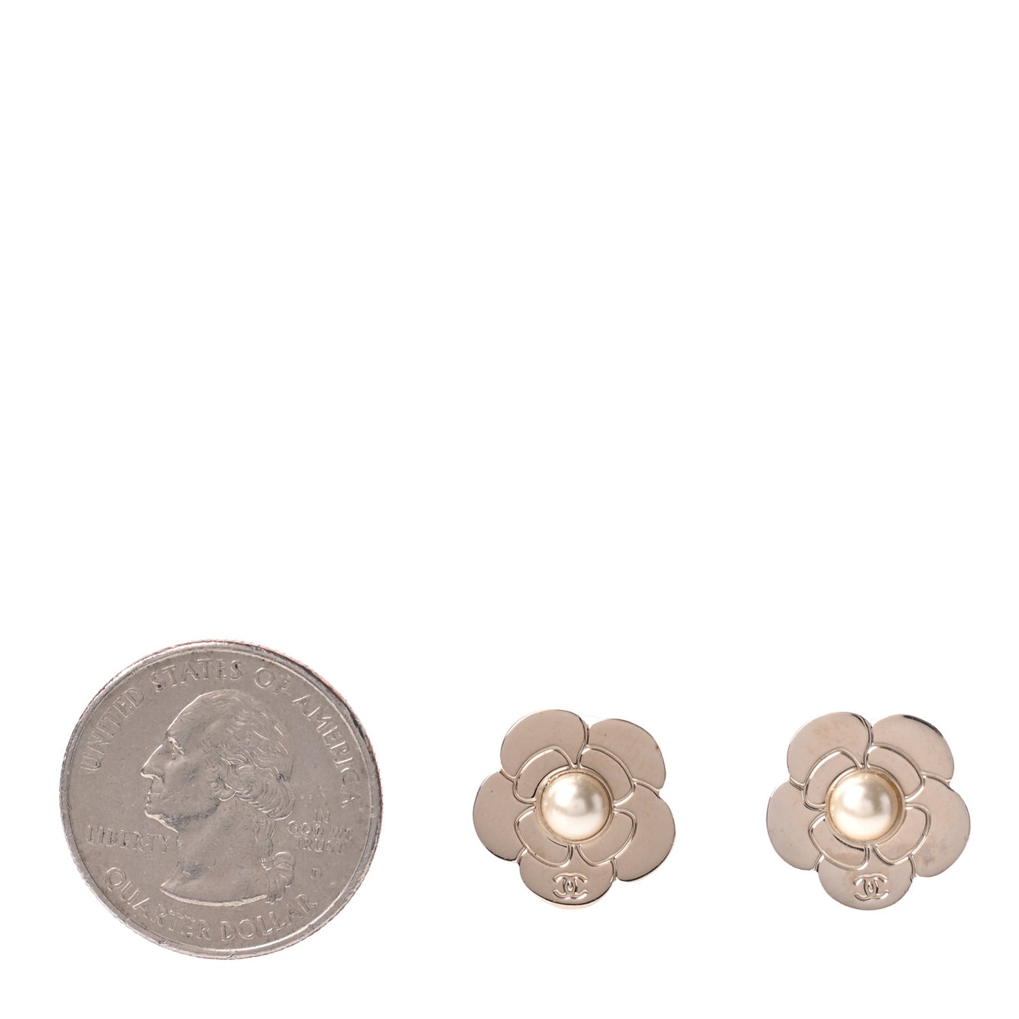 Pearl CC Camellia Earrings Gold
