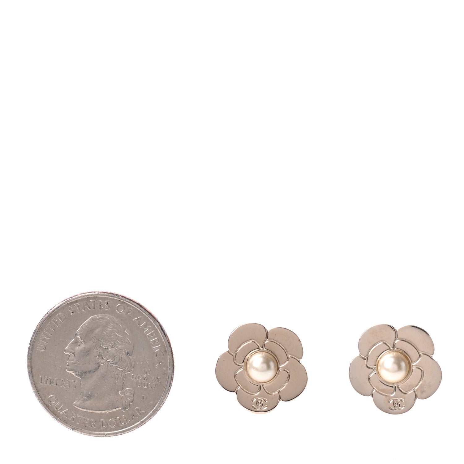 Chanel Pearl CC Camellia Earrings Gold 2 of 4