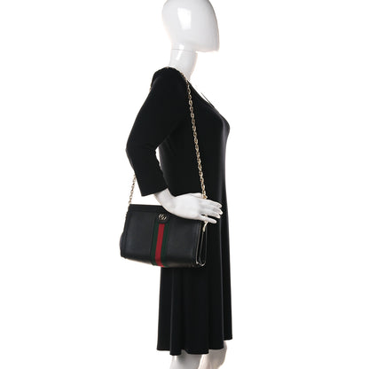 Gucci Calfskin GG Web Small Ophidia Chain Shoulder Bag Black 2 of 11