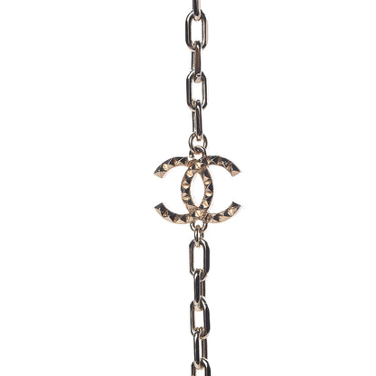 Chanel Beaded Star CC Long Necklace Green Gold 4 of 6