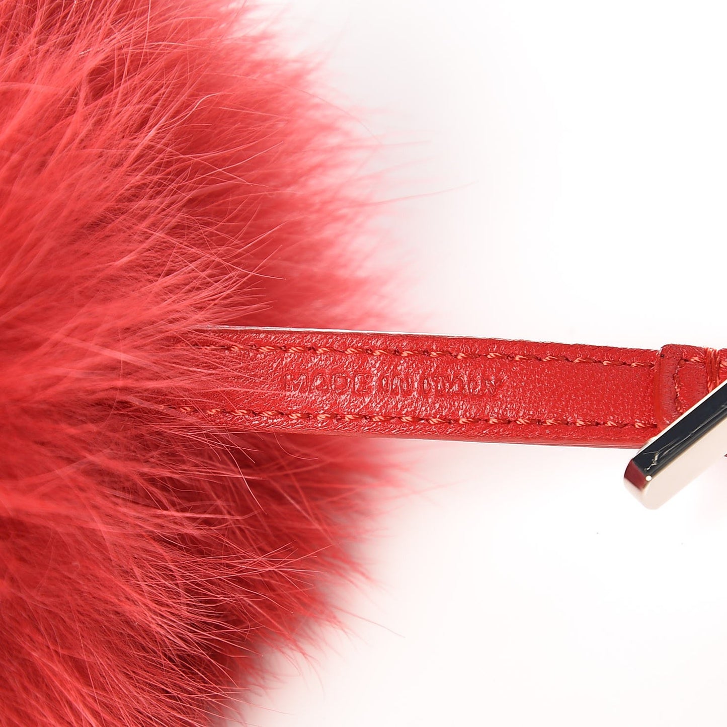 Fox Fur Shiny Nappa Bi-Color N ABCharm Bag Charm Rosso Chiaro Lago Strawberry