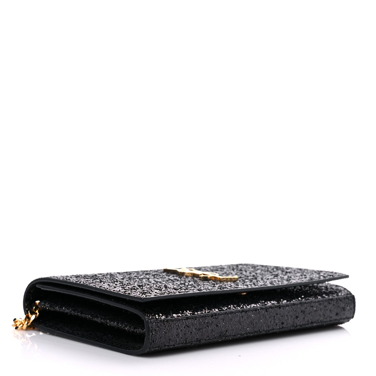 Saint Laurent Glitter Classic Monogram Galactica Chain Wallet Black 4 of 10