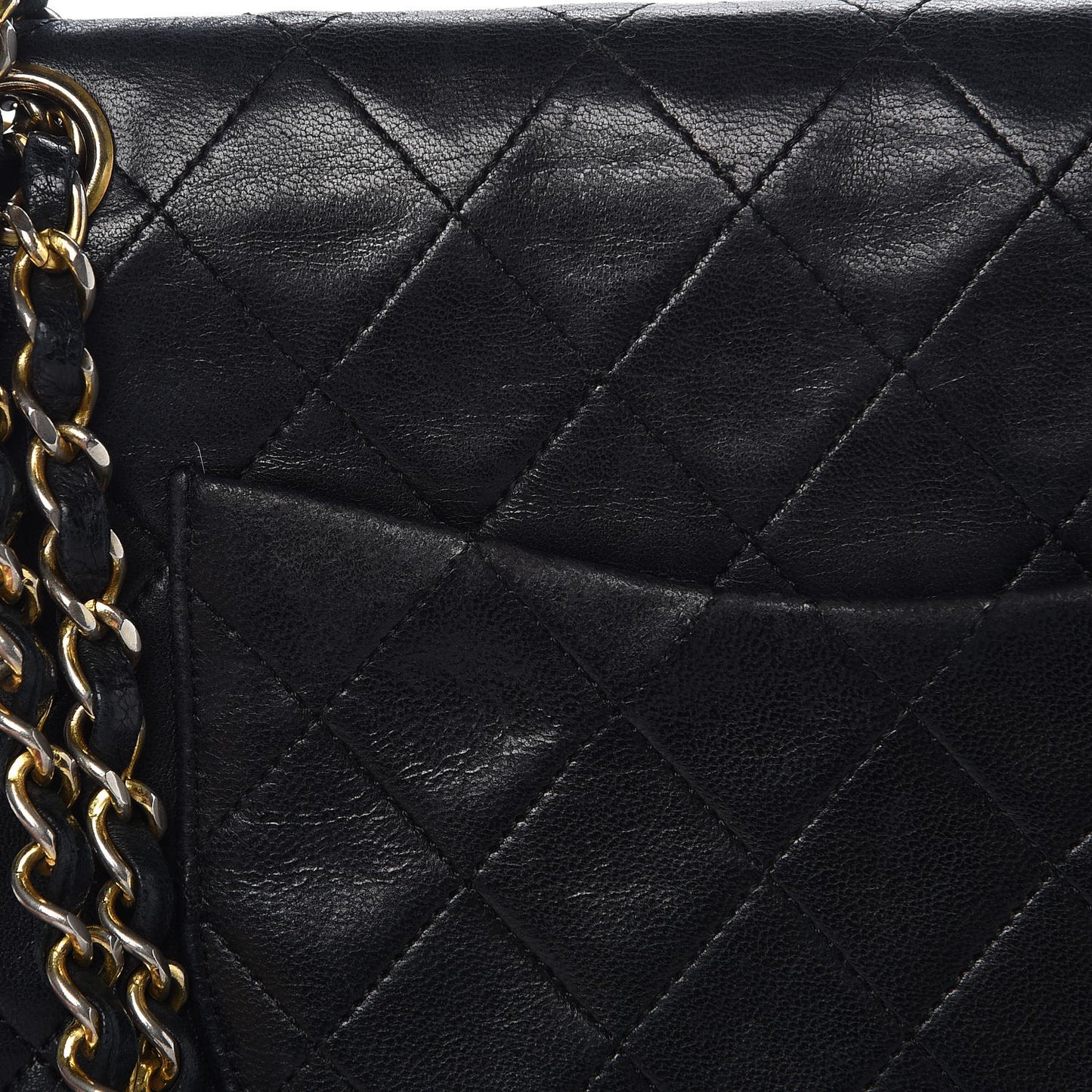 Lambskin Quilted Medium Double Flap Black