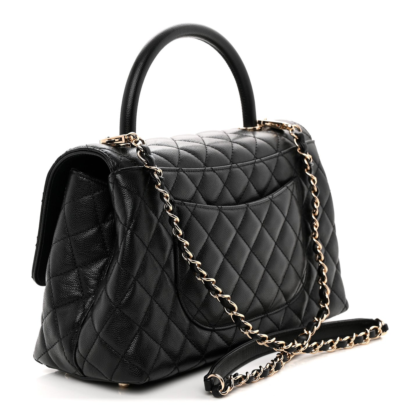 Caviar Quilted Small Coco Handle Flap Black