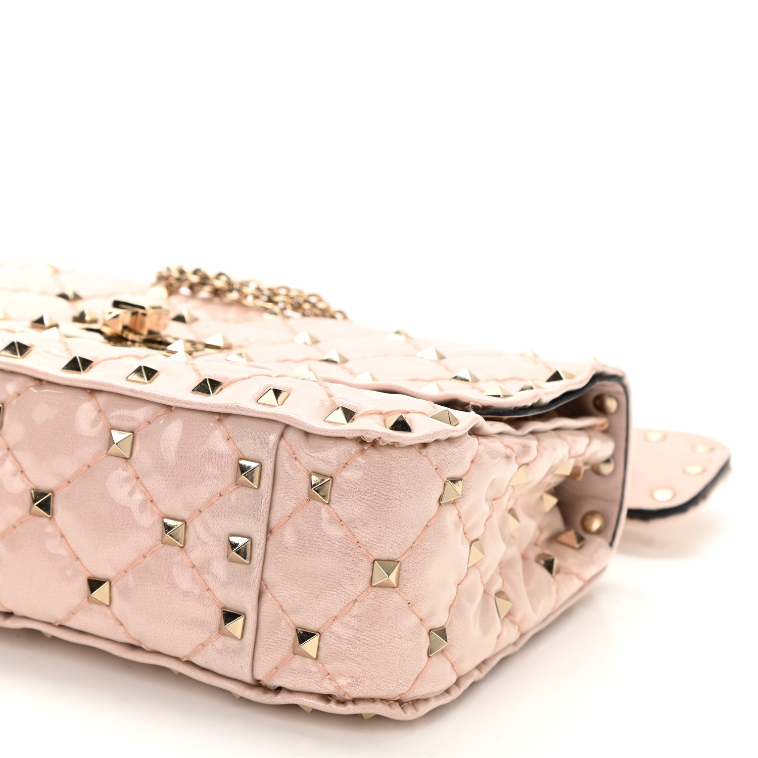 Valentino Garavani Patent Small Rockstud Spike Shoulder Bag Water Rose 8 of 8