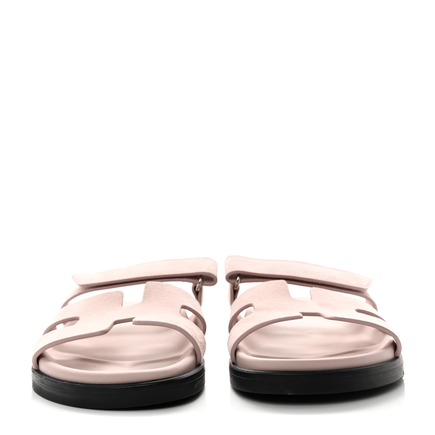 Hermes Suede Goatskin Womens Chypre Sandals Rose Porcelaine 2 of 8
