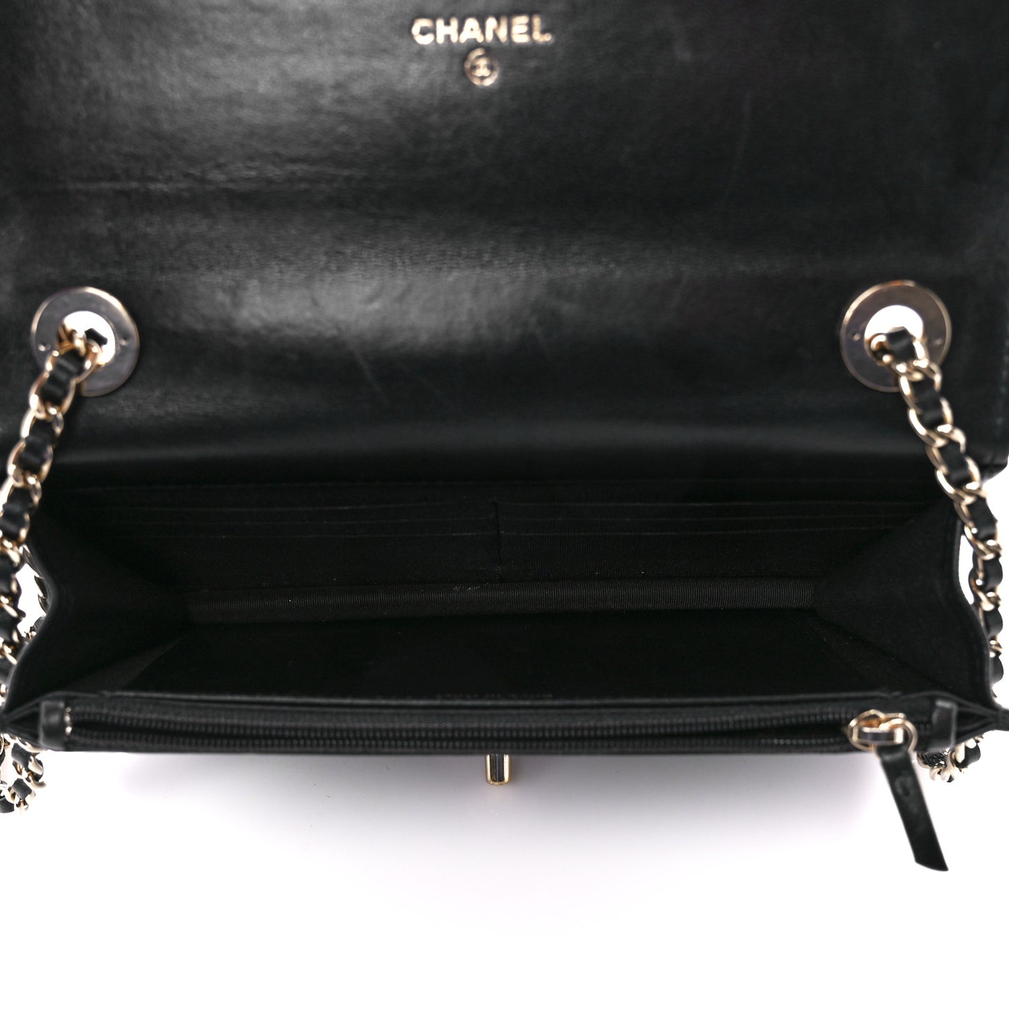 Lambskin Quilted Trendy CC Wallet On Chain WOC Black