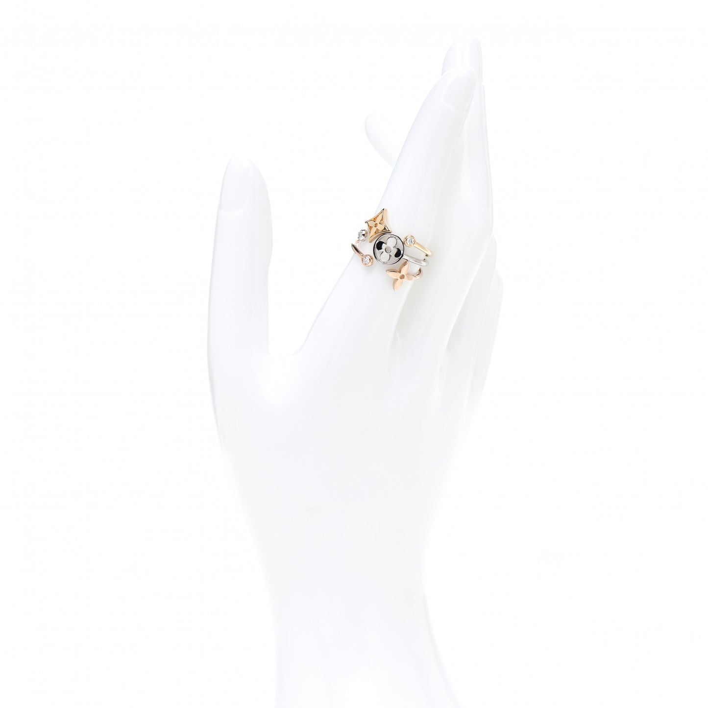 18K Yellow Pink White Gold Diamond Idylle Blossom Ring 3 Set 55 7.25