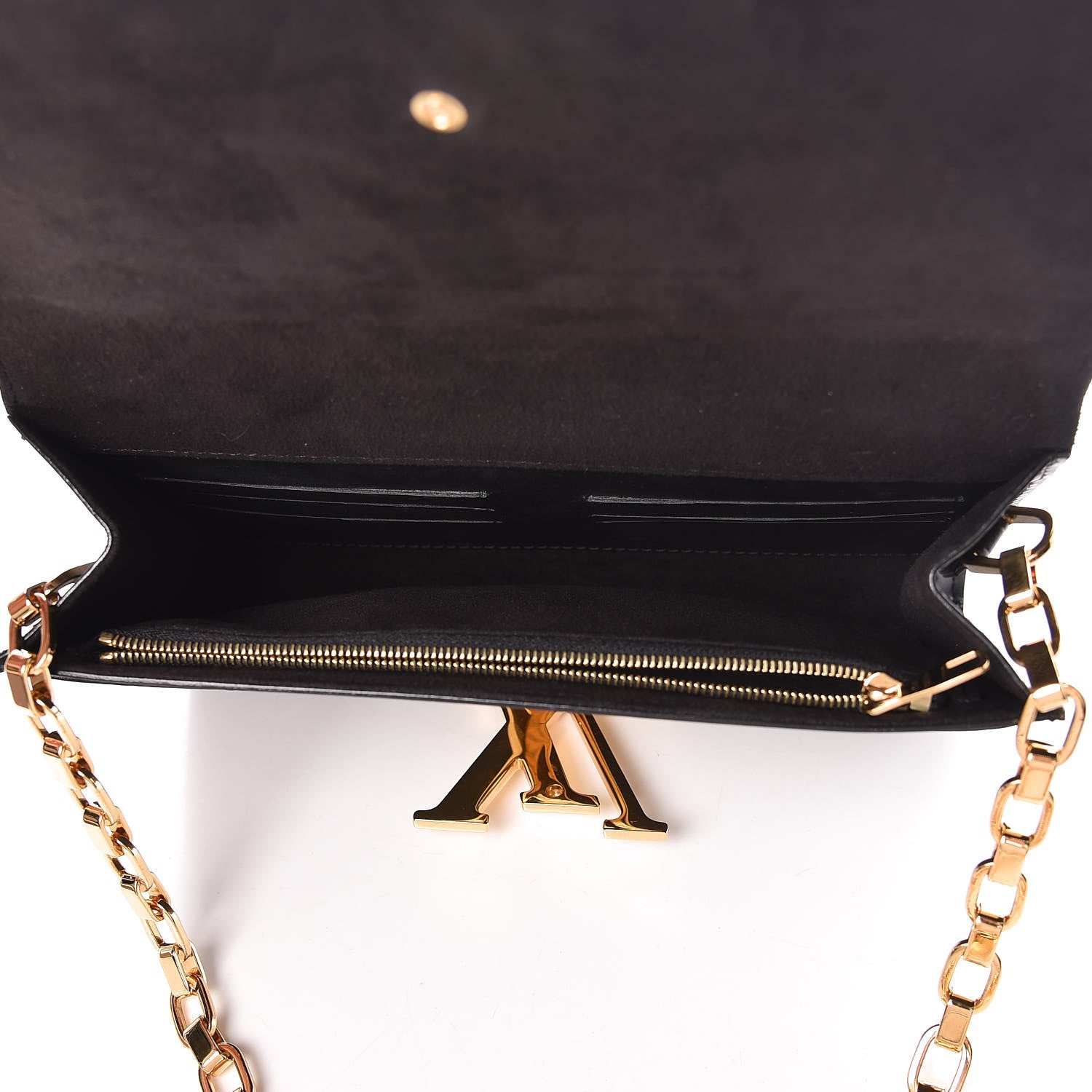 Louis Vuitton Calfskin Chain Louise MM Black 7 of 9