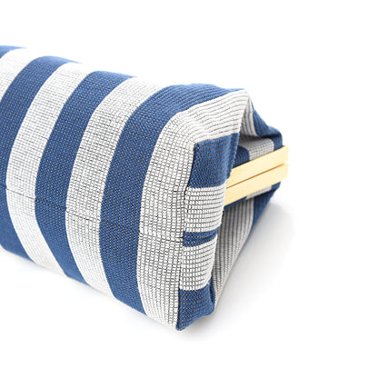Mansur Gavriel Canvas Stripe Mini Volume Chain Clutch Blue White 7 of 7