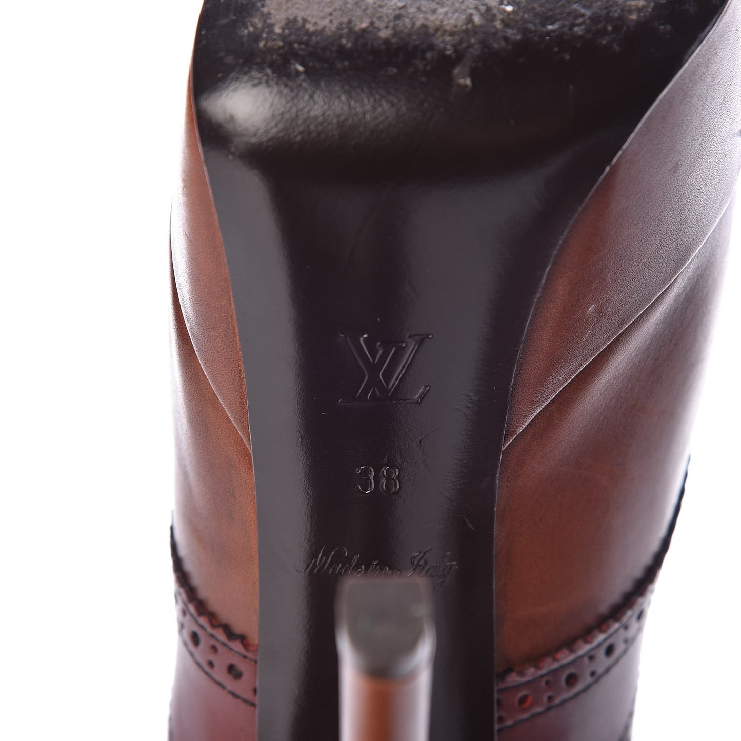LOUIS VUITTON Calfskin Nadja Lace Up Pumps 38 Brown