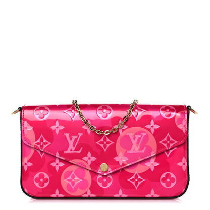 Louis Vuitton Vernis Valentine Pochette Felicie Chain Wallet Fuchsia 2 of 12